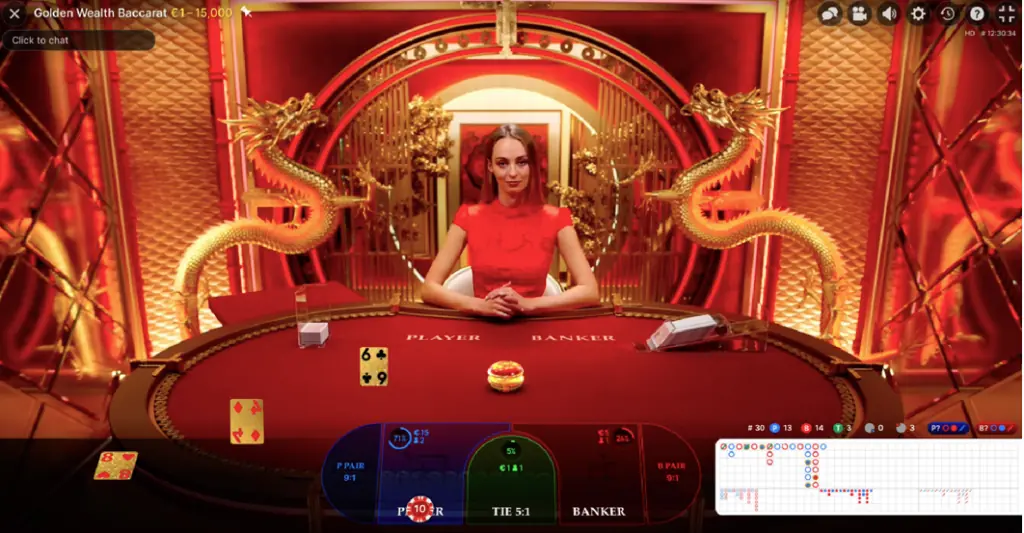 ภาพหน้าจอ Golden Wealth Baccarat โดย Evolution