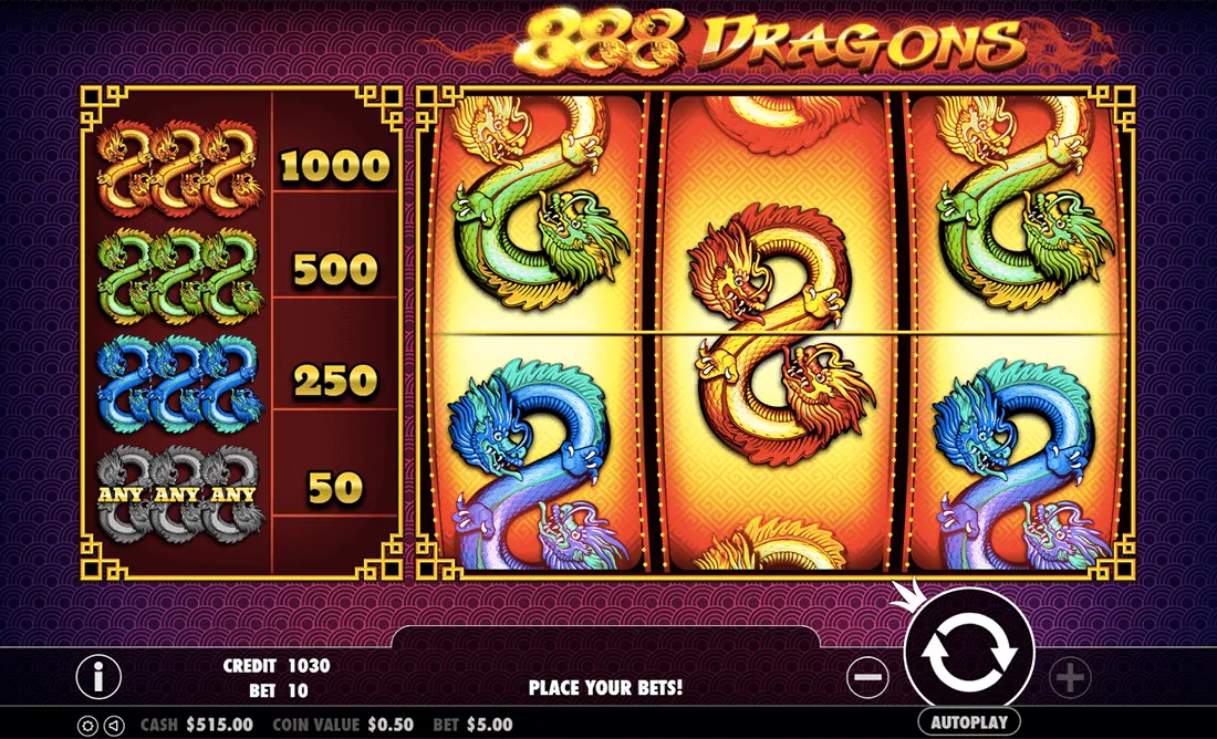 ภาพหน้าจอ 888 Dragons โดย Pragmatic Play